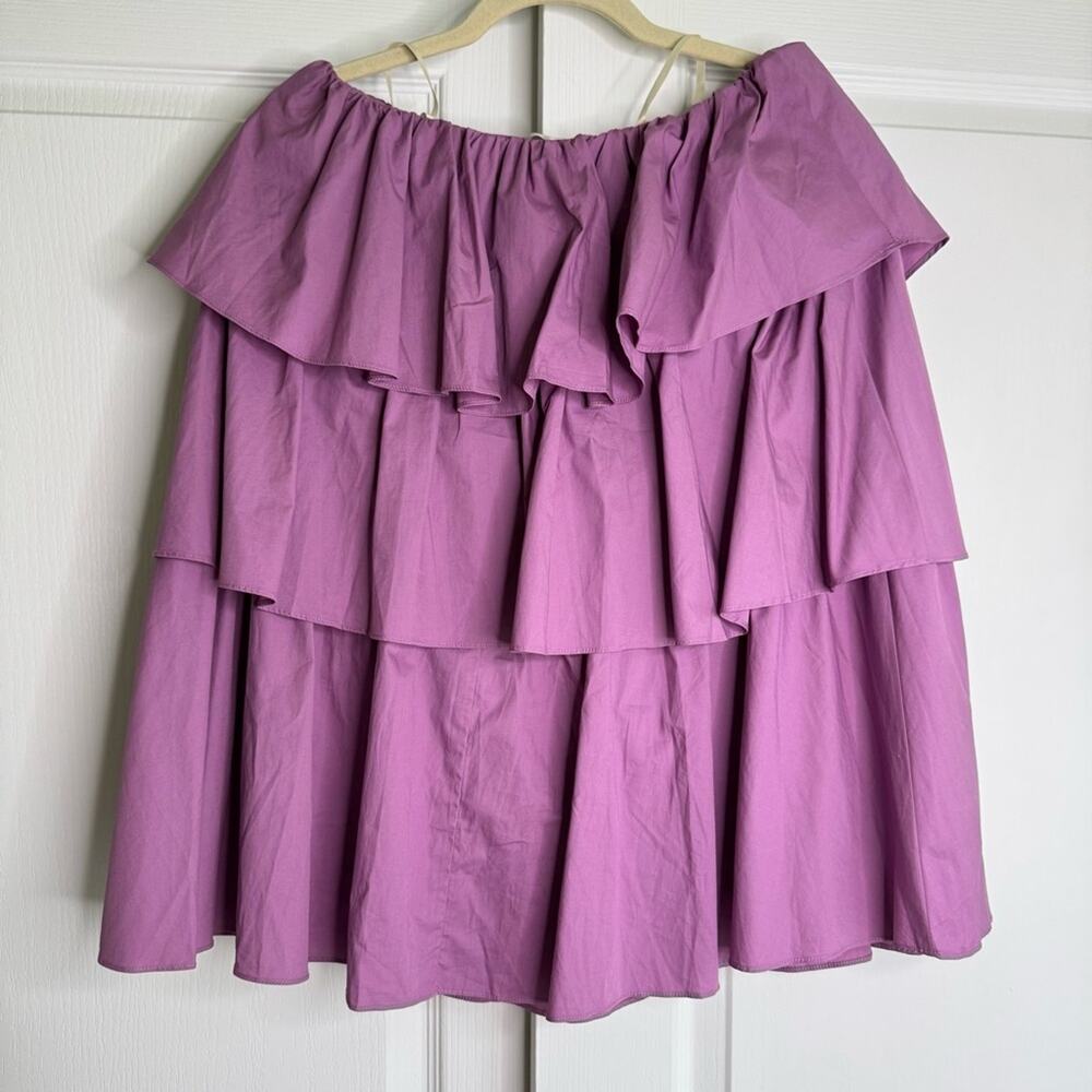 Anthro Corey Lynn Calter Balbina Strapless Mini Dress Ruffle Mauve Small New - Picture 10 of 15